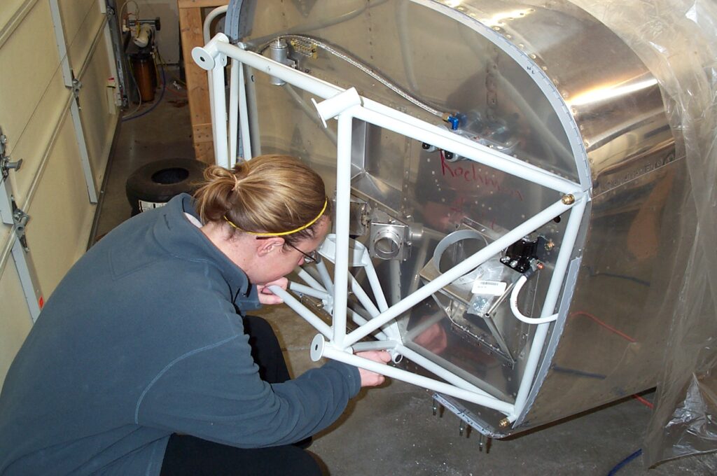 Kelly working on the RV-10 build