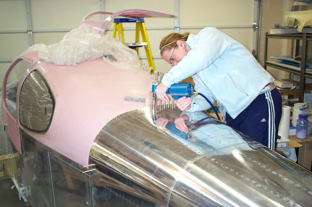 Kelly working on the RV-10 build