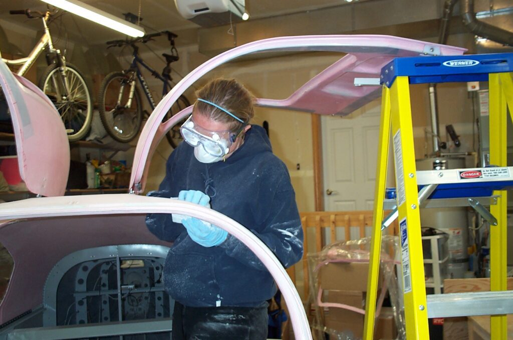 Kelly working on the RV-10 build
