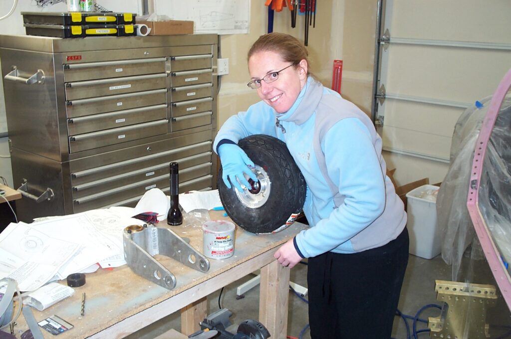 Kelly working on the RV-10 build