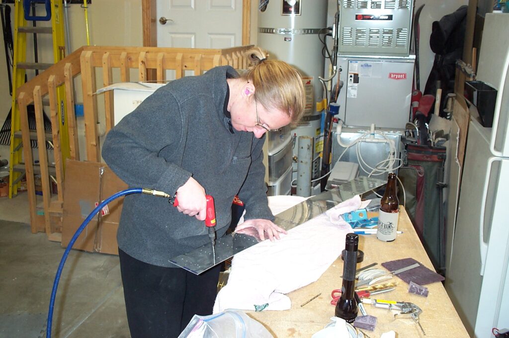 Kelly working on the RV-10 build