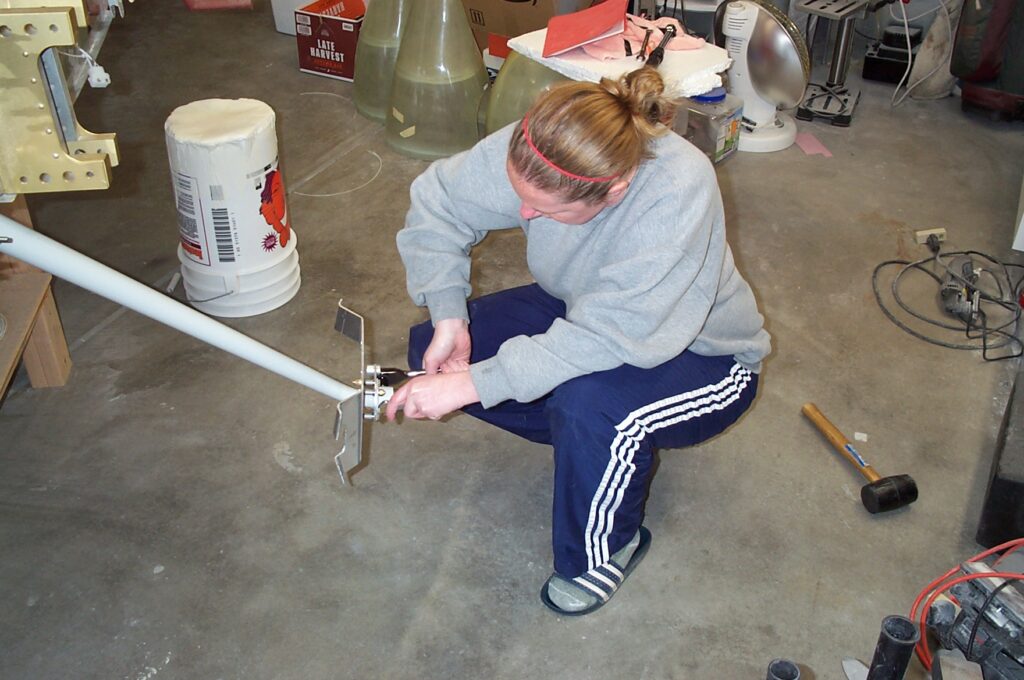 Kelly working on the RV-10 build