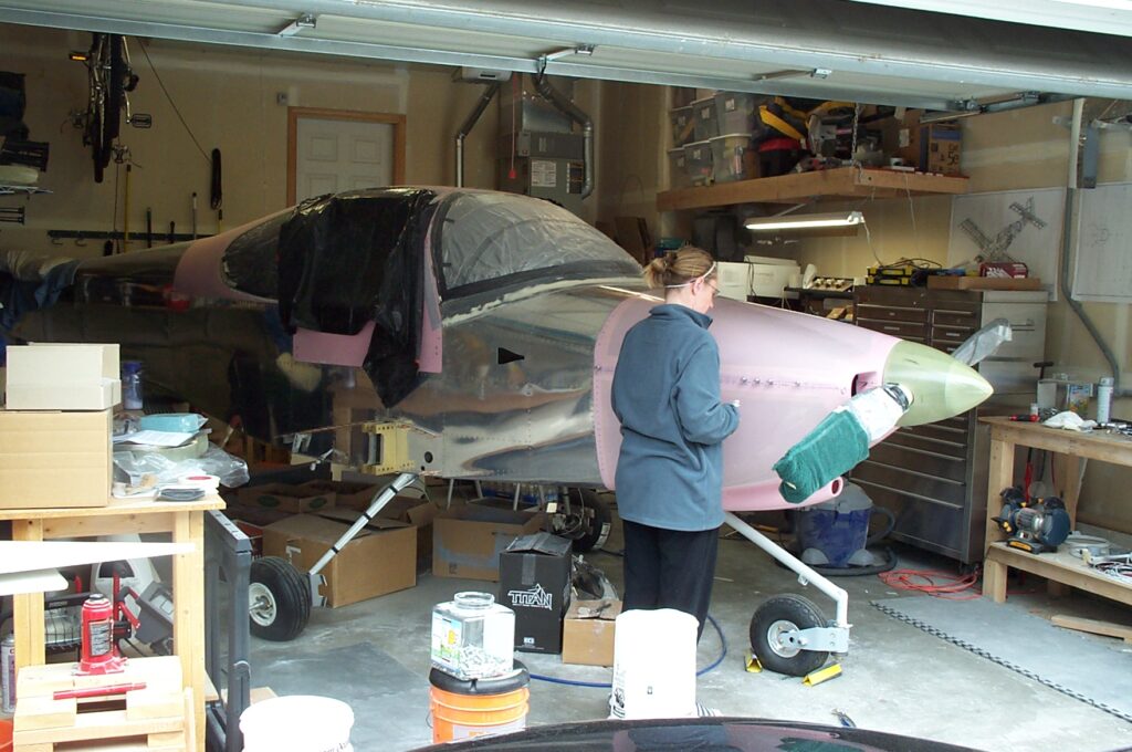 Kelly working on the RV-10 build