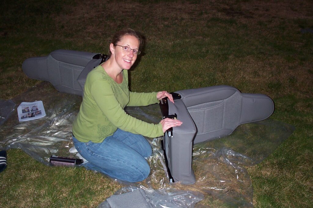 Kelly working on the RV-10 build