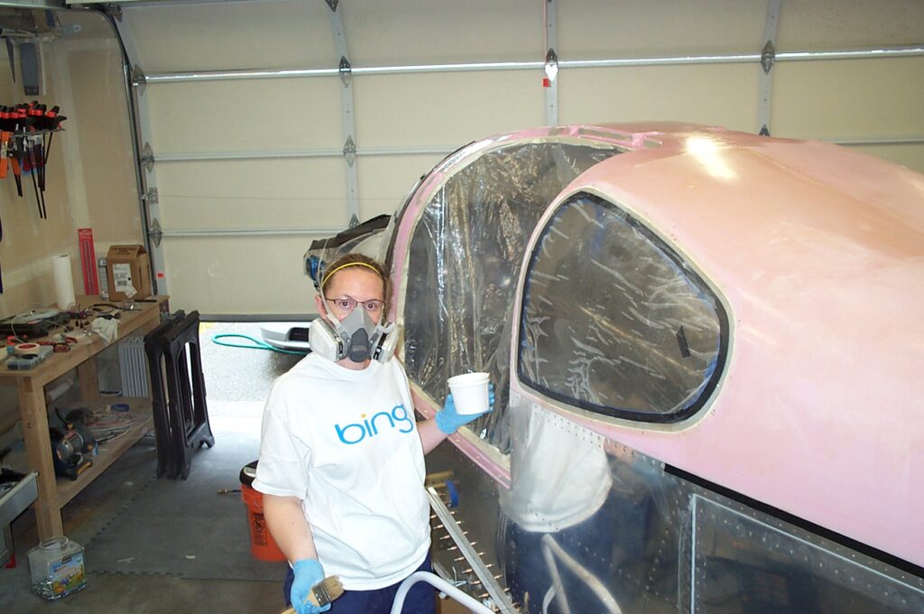 Kelly working on the RV-10 build