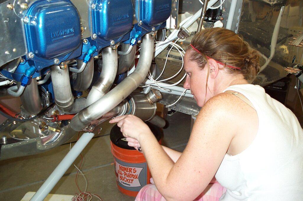 Kelly working on the RV-10 build