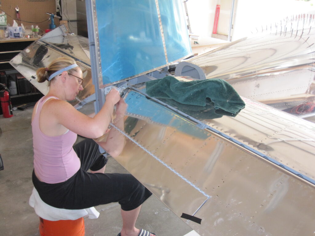 Kelly working on the RV-10 build