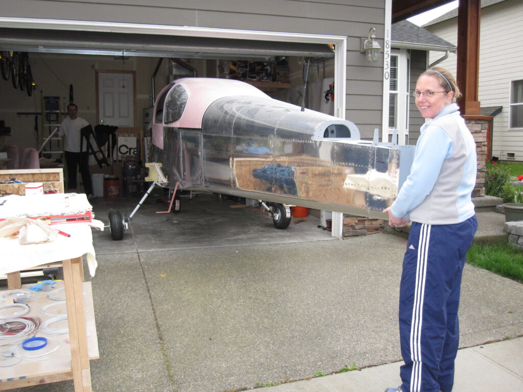 Kelly working on the RV-10 build
