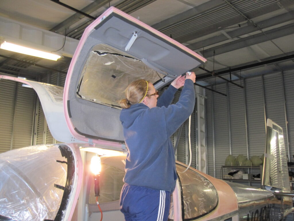Kelly working on the RV-10 build