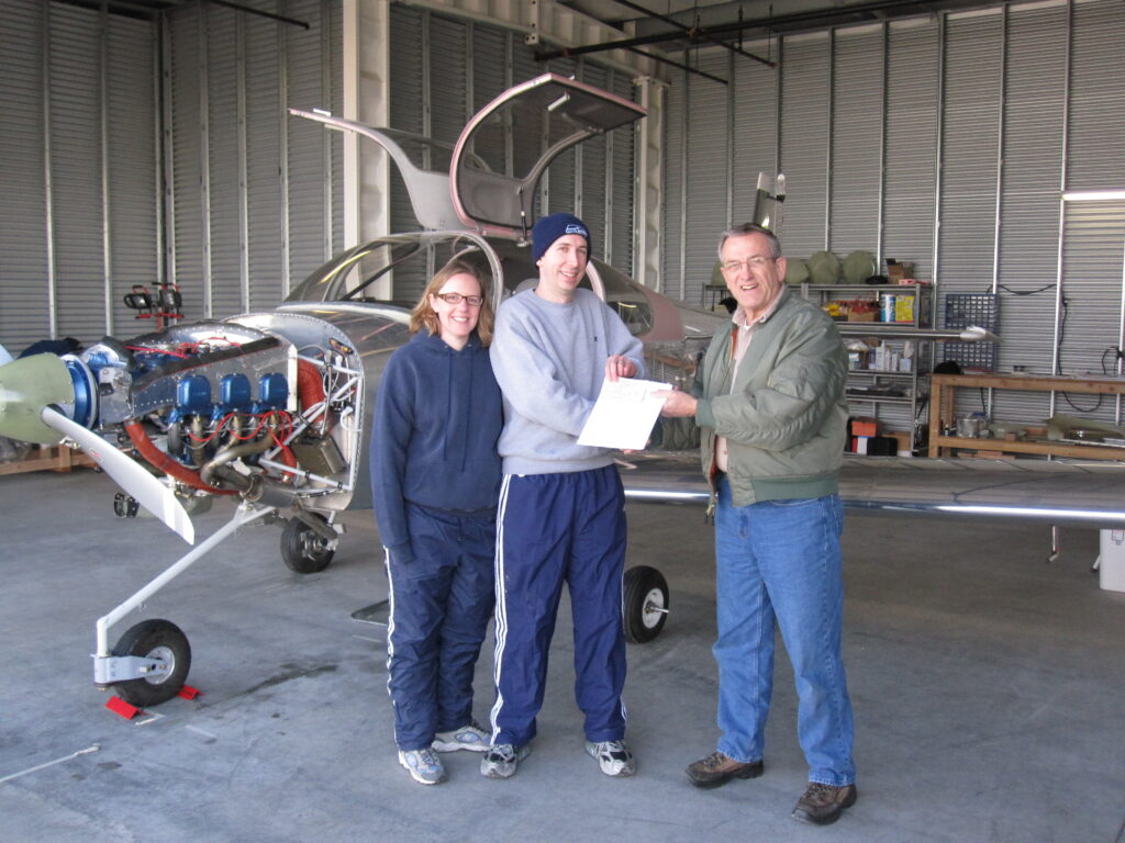 Kelly working on the RV-10 build