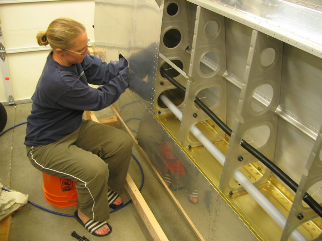 Kelly working on the RV-10 build