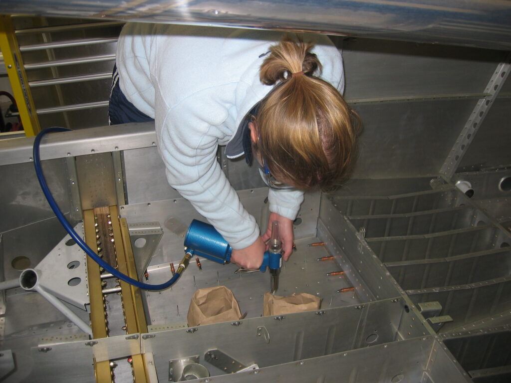 Kelly working on the RV-10 build