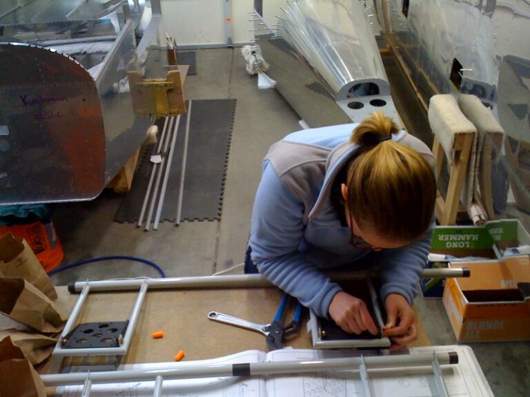 Kelly working on the RV-10 build
